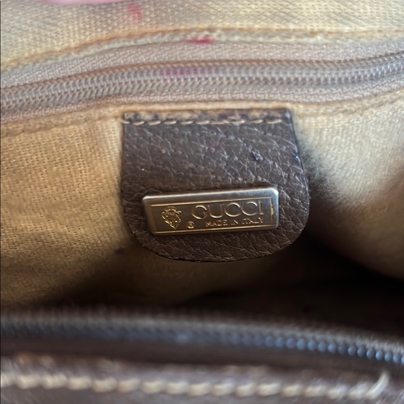 Gucci Brown and Green Satchel with Signature Stripe